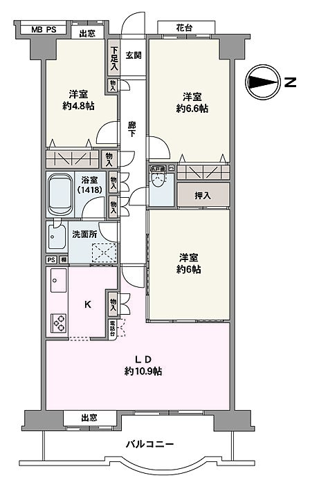お手入れがしやすい全居室フローリング仕様。クローゼットや押入など、全居室に豊富な収納スペースが備えられています。
