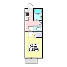 プレジール川間 1Kの間取図画像