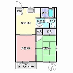 ときわハイツA 2DKの間取図画像