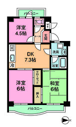 セントラル東園田 3DKの間取図画像