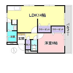 シティハイム愛宕 1LDKの間取図画像