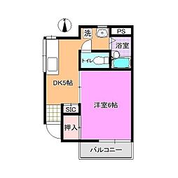 第2永瀬ハイツ 1DKの間取図画像