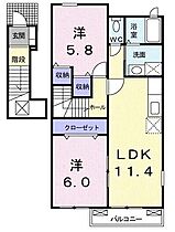 ボニートカーサＡ 201 ｜ 栃木県足利市大沼田町（賃貸アパート2LDK・2階・55.81㎡） その2