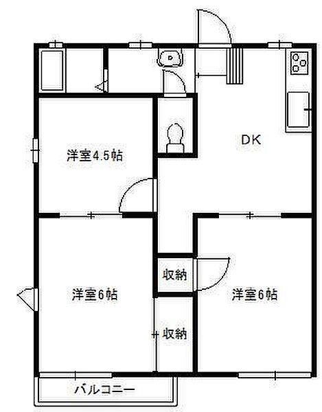 ラベンダーハイツA 202｜栃木県足利市朝倉町(賃貸アパート3DK・2階・42.57㎡)の写真 その2