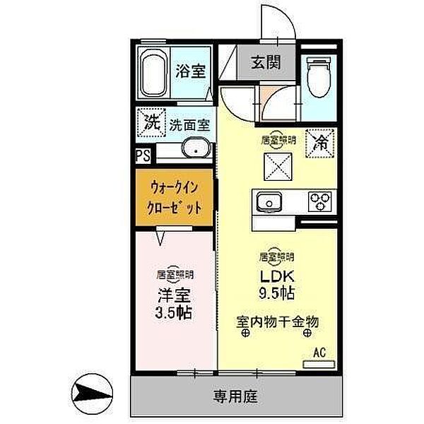 アルチザン 101｜栃木県足利市堀込町(賃貸アパート1LDK・1階・33.61㎡)の写真 その2