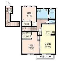 クローバーコート 202 ｜ 栃木県足利市助戸仲町（賃貸アパート2LDK・2階・71.25㎡） その2