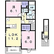 メロウ・リ－フＢ 201 ｜ 栃木県足利市利保町1丁目（賃貸アパート2LDK・2階・57.64㎡） その2