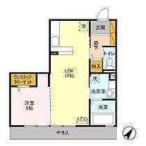 フロールガーデン 105 ｜ 栃木県足利市福居町（賃貸アパート1LDK・3階・43.71㎡） その2