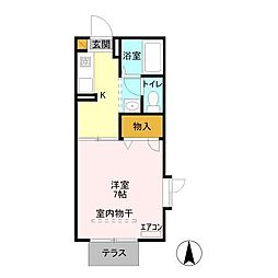 フォレスト田中 1Kの間取図画像