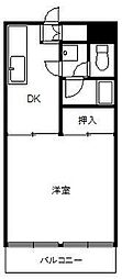 カムフォータブル山川 1DKの間取図画像