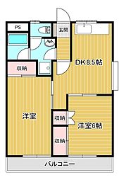 ジュンハイツ2 2LDKの間取図画像