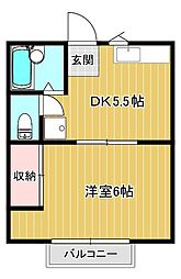 ハイツトゥモロー 1DKの間取図画像
