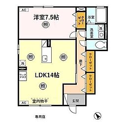 グリーントップB 1LDKの間取図画像