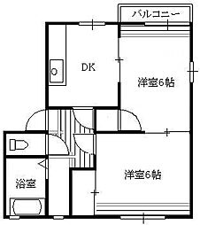 ラフォーレ山川A 2DKの間取図画像