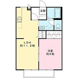 レインボーハイツ 1LDKの間取図画像