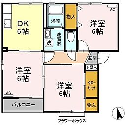 エスポワールB 3DKの間取図画像