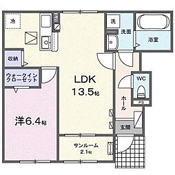 クラール高萩 1LDKの間取図画像