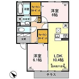 グローラ 2LDKの間取図画像