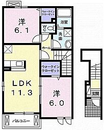 ブランシュールB 2LDKの間取図画像