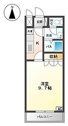 メゾンコンフォール 1Kの間取図画像