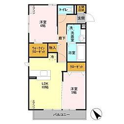 ガーデン 2LDKの間取図画像