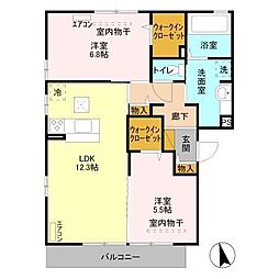 プリスカーサ 2LDKの間取図画像