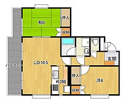 グリーンヒル西宮A 2LDKの間取図画像