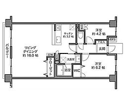 横浜小机パークホームズ 2LDKの間取図画像