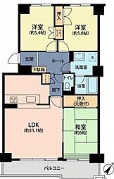 新ゆりグリーンタウンアカシア街区1号棟 3LDKの間取図画像