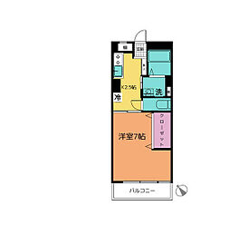 フラットにしみね 1Kの間取図画像