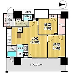 JR中央本線 中野駅 徒歩6分の賃貸マンション 9階2LDKの間取り