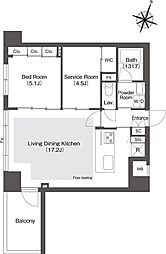 東急田園都市線 池尻大橋駅 徒歩5分の賃貸マンション 3階1SLDKの間取り