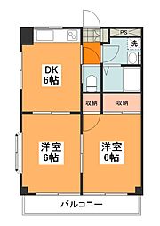 小川マンション 2DKの間取図画像