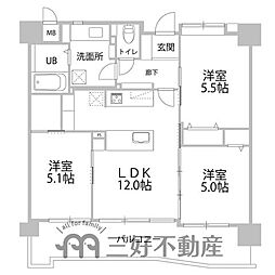ダイアパレスセントラルコート薬院 3LDKの間取図画像