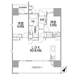 デュレジア薬院テラス 2LDKの間取図画像
