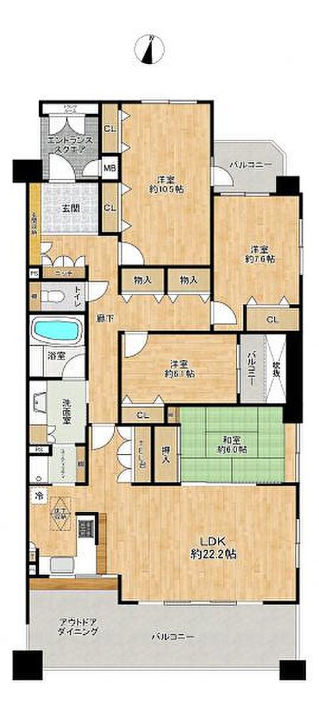 全居室6帖以上!和室と洋室の両方有り!キッチから浴室までがつながる、水回りの導線が良い間取りです◎