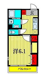 マリンパレス津田沼 1階1Kの間取り