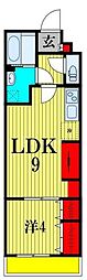 リブリ・船橋IV 2階1LDKの間取り