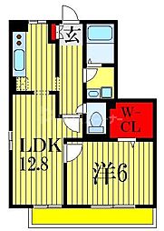 パークサイド西船A・B 3階1LDKの間取り
