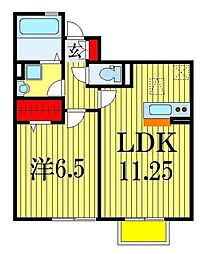 グレイスヴィラ東中山 1階1LDKの間取り