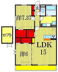 ソレイユ 2階2LDKの間取り