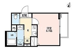 Fleur N-4 1Kの間取図画像