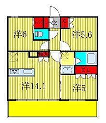 千葉市中央区問屋町マンション 3LDKの間取図画像