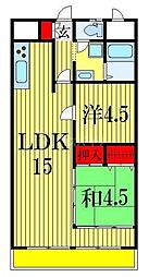 船橋丸山スカイマンション 2LDKの間取図画像