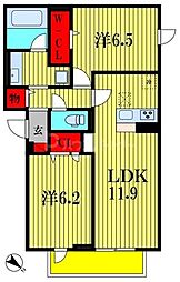 レジデンスヒルトップX XI 2LDKの間取図画像