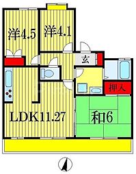 インシュランスビルディング9 3LDKの間取図画像