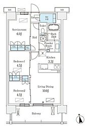 スカイグランデ津田沼 2LDKの間取図画像