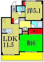 フジ・ヴェール毘沙門堂 2LDKの間取図画像