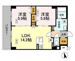 カスタリア西船橋II 2LDKの間取図画像