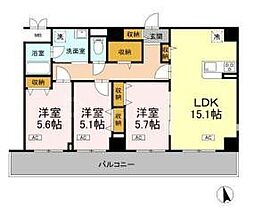 カスタリア西船橋II 3LDKの間取図画像
